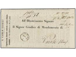 ITALIA. Sa.10. 1863. FIRENZE A VARESE. 2 Cent. Bistre. Impreso. MUY BONITA. - Other & Unclassified