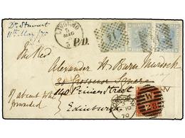 ITALIA. 1870. LIVORNO A GRAN BRETAÑA. 20 Cent. Azul (3). Reexpedido Con Sello Britanico De 1p. Rojo. MAGNÍFICA. - Autres & Non Classés