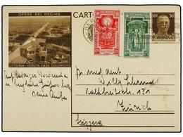 ITALIA. 1933. BÉRGAMO A SUIZA. Entero Postal De 30 Cts.  Castaño Con Vistas De LITTORIA- CASA COLONICHE Con Franqueo Adi - Other & Unclassified