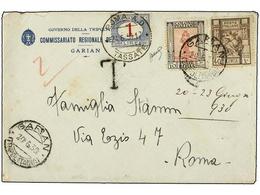 LIBIA. 1930. GARIAN A ROMA. 10 Cent. Y 40 Cent. Tasada A La Llegada Con Sello Italiano De 1 Lira Azul Y Rojo. - Autres & Non Classés