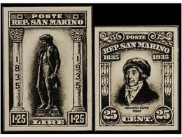 SAN MARINO. 1935. 25 Cent. Y 1,25 Liras PRUEBAS FOTOGRAFICAS De época Procedentes De Los Archivos De La Imprenta BRADBUR - Other & Unclassified