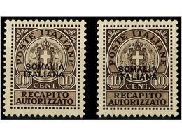 ** SOMALIA. Sa.1/2. 1939-41. RECAPITO AUTORIZZATO. 2 Stamps, Never Hinged. Sassone.254€. - Otros & Sin Clasificación
