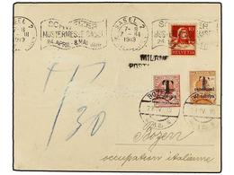 ITALIA. Sa.BZ 1/13, BZ 1/4. 1919. TRENTINO. BAJEL (Suiza) A BOLZANO. 10 Rp. Rojo Tasado A La Llegada Con Sellos De 10 Ct - Other & Unclassified