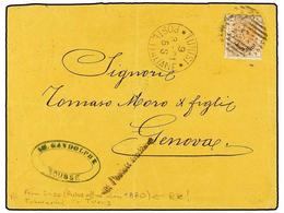 TUNEZ. Sc.7. 1881 (March 9). Cover From SOUSSE To GENOA (Italy) With Sender´s Cachet In Blue At Lower Left, Franked By 1 - Otros & Sin Clasificación