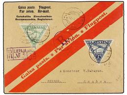 LETONIA. 1923. LIEPAJA To GENEVE. AIR MAIL Cover Franked With 10 Cents. And 20 Cents. Stamps Arrival On Reverse. - Andere & Zonder Classificatie