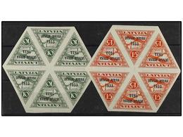 ** LETONIA. Mi.220/22. 1933. 10 S., 15 S. And 25 S. Block Of Six, Original Gum, Never Hinged. Cert. W. WATZKE. Michel.1. - Andere & Zonder Classificatie