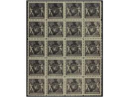 **/* LIECHTENSTEIN. Mi.52A (15). 1921. 15 Rp. Black-violet, Perf. 9 1/2. Block Of 15 (one Stamp Hinged). Michel.600&euro - Other & Unclassified