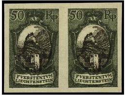 (*) LIECHTENSTEIN. Mi.58 (2) PK. 1921. 50 Rp. Imperforate PROOF, Pair. Original Printed Colours. - Other & Unclassified