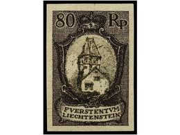 (*) LIECHTENSTEIN. Mi.59PK. 1921. 80 Rp. Imperforate PROOF. Original Printed Colours. - Other & Unclassified