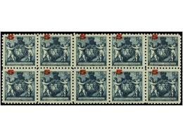 **/* LIECHTENSTEIN. Mi.61A (10). 1924. 5 On 7 1/2 Rp. Blue. Block Of Ten. MISPLACED SURCHARGE. Never Hinged (2 Stamps Hi - Other & Unclassified