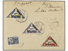 LITUANIA. Yv.A-18/20. 1922 (29-8). KAUNAS To LIBAU. AIR MAIL Cover, Arrival On Reverse. - Altri & Non Classificati