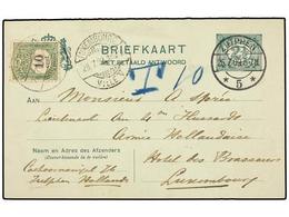 LUXEMBURGO. 1909. ZUTPHEN A LUXEMBURGO. Entero Postal Doble De 2 1/2 Cts. + 2 1/2 Cts. Verde, Tasado A La Llegada Con Se - Other & Unclassified