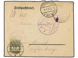 LUXEMBURGO. 1915. Military Envelope Sent From GERMANY To LUXEMBURG, Taxed On Arrival With 10 Cent. Stamp. - Otros & Sin Clasificación