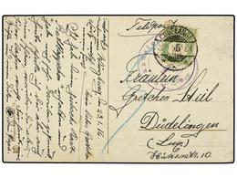 LUXEMBURGO. 1916. GERMAN FELPOST Postcard To LUXEMBOURG Taxed On Arrival With Luxembourg 5 Cent. Green And Black Stamp. - Otros & Sin Clasificación