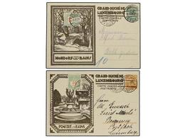 LUXEMBURGO. 1928. 2 Enteros Postales 30 Cts. Verde Y 40 Cts. Naranja Tasados A La Llegada Con Sello De 10 Cent. Y 30 Cen - Autres & Non Classés