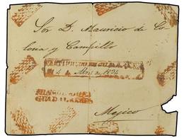 MEXICO. 1834 (4-Abril). ENVUELTA De Carta CERTIFICADA Con Las Marcas FRANQUEADO EN / GUADALAJARA Y CERTIFICADO EN GUADAL - Other & Unclassified