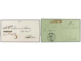 MEXICO. 1845-50. HUEJUTLA. Dos Cartas De S. MARTIN (Frontal) Y TUSPAN. - Autres & Non Classés