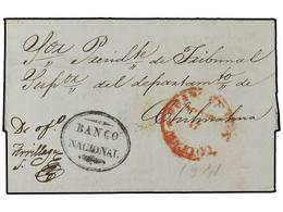 MEXICO. 1841 (17-Marzo). MEXICO A CHIHUAHUA. Fechador FRANQUEADO / MEXICO Y Marca Del Servicio Oficial BANCO / NACIONAL, - Autres & Non Classés