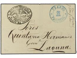 MEXICO. 1874 (18-Junio). PROGRESO A LAGUNA. Fechador FRANCO / PROGRESO Y Marca Del Servicio Oficial REPUBLICA MEXICANA / - Andere & Zonder Classificatie