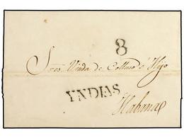 MEXICO. 1838 (28-Mayo). CAMPECHE (México) A HABANA. Marca YNDIAS,  En Negro Estampada A La Llegada. Magnífica Y Rara En - Andere & Zonder Classificatie