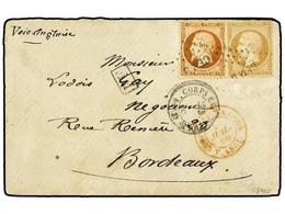 MEXICO. 1866. Circulada A FRANCIA Con Sello Francés De 10 Cts. Bistre Y 40 Cts. Naranja. Mat. CEM D Y Fechador CORPS EXP - Andere & Zonder Classificatie