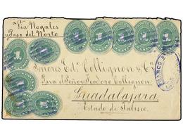 MEXICO. Sc.174 (10). 1887. Sobre Circulado A GUADALAJARA (Vía Nogales) Con 10 Sellos De 1 Ctvo. Verde, Recortados En Ova - Autres & Non Classés