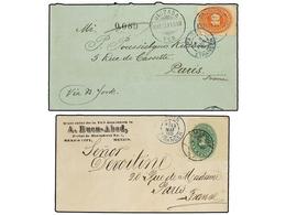 MEXICO. Sc.174, 214, 218. 1888-91. Dos Cartas Circuladas A FRANCIA Con Franqueos De 10 Cts. Y 1+3 (3) Ctvos. - Andere & Zonder Classificatie