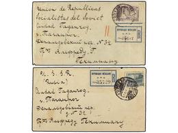 MEXICO. Sc.641, 647. 1927-29. DOS Cartas Circuladas De MÉXICO A TAGANROG (Rusia), Por Correo Certificado Con Sellos De 3 - Autres & Non Classés