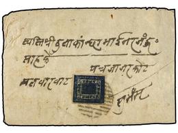 NEPAL. Mi.7Bc. 1890. 1 Anna Indigo, Setting 7-8 With BANKE Cancellation. Oustanding Colour Very Rare On Cover. Ex. W. HE - Other & Unclassified