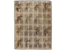 ° NEPAL. Mi.13Bb + 13Bbk. 1917-19. 1/2 Anna Black, Setting 8. Complete Used Sheet Of 60 (8x8). Inverted Cliches Pos. 6, - Altri & Non Classificati