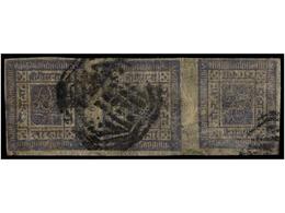 ° NEPAL. Mi.17B (3). 1899-1906. 2 Annas Blue Violet, Strip Of Three With Tete-beche. - Autres & Non Classés