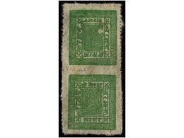 (*) NEPAL. Mi.20Ak. 1899-1907. 4 Annas Yellow Green Pin Perf. Setting 11. Vertical Tete-beche Pair. FINE. - Autres & Non Classés