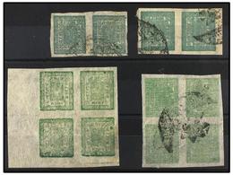 ° NEPAL. Mi.33 (4). 1925-30. 4 Annas Green And Yellow Green And 2 Blocks Of Four With Tete-beche Pos. 54. 2 Pairs With T - Autres & Non Classés