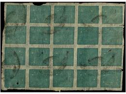 ° NEPAL. Mi.33a (20). 1924. 4 Annas Esmerald, Late Printing. Block Of Twenty Stamps Inverted Cliche Pos. 54 With Telegra - Autres & Non Classés