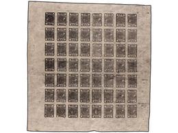 (*) NEPAL. Sg.34 + 34d. 1929-30. 1/2 Anna Black, Setting 14. Complete Imperforated Sheet Of 56 (8x7) With Inverted Clich - Autres & Non Classés