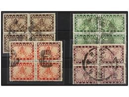 ° NEPAL. Mi.21/24. 1907. Complete Set In Blocks Of Four, Postal Used. - Autres & Non Classés