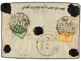 NEPAL. Mi.39, 50. Native Envelope Franked With 4 P. Green Of The 1930 Issue And 24 P. Orange Of The 1935 Issue. - Autres & Non Classés