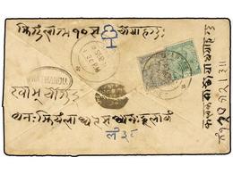 NEPAL. 1921. GYANTSE (Tíbet) To KATHMANDU. 3p. And 1/2a. Indian Stamps. - Autres & Non Classés