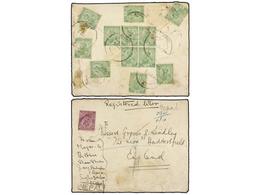 NEPAL. 1922 (5-10). KATHMANDU To ENGLAND. 1/2a. Green (12) And 2a. Lilac, Sent Registered. Light Faults. - Autres & Non Classés