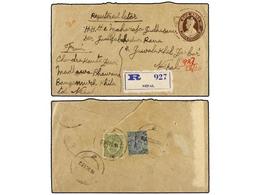 NEPAL. 1932. KATHMANDU. Local Registered Indian Envelope Of 1 Anna Uprated With 3p. And 4 Annas Indian Stamps Addressed - Autres & Non Classés
