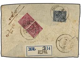 NEPAL. 1933. KATHMANDU. Local Registered Cover Franked With 3p. And 2a. (2) Stamps With Registration Label Handstamped N - Autres & Non Classés