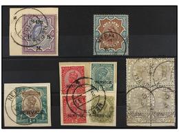 NEPAL. 1910-30. 5 Fragments With Indian Stamps Used In NEPAL. - Autres & Non Classés