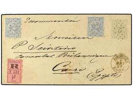 HOLANDA. 1893. 12 1/2 C. Grey Stationery Envelope Sent Registered To CAIRO Franked Additionally With Two 1891 5 C. Blue - Altri & Non Classificati