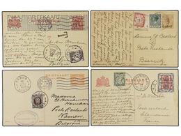 HOLANDA. 1922-33. Conjunto De 9 Enteros Postales Holandesas Tasadas A La Llegada Con Sellos Italianos, Belgas Y Francese - Altri & Non Classificati