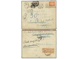 HOLANDA. 1922. AMSTERDAM To SWITZERLAND. 12 1/2 Cent. Red, Taxed With Swiss 30 Rp. Stamp And Redirected To ITALY Taxed O - Otros & Sin Clasificación