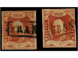 ° INDIA HOLANDESA. Mi.1 (2). 1864. 10 Cts. Red. 2 Stamps, Fine. Michel.260€. - Autres & Non Classés