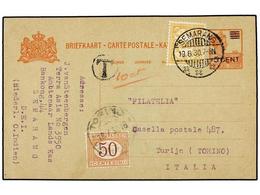 INDIA HOLANDESA. 1930. SEMARANG To ITALY. 5 Cent. On 12 1/2 Cts. Red Postal Stationary Card Uprated With 3 Cent. Bistre, - Otros & Sin Clasificación