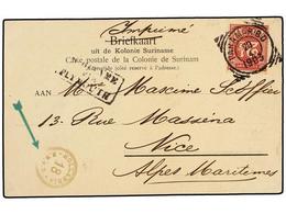 SURINAM. 1903. PANAMARIBO A FRANCIA. 2 1/2 Cts. Rojo, Marca SURINAME/VIA/PLYMOUTH. - Other & Unclassified