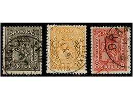 ° NORUEGA. Mi.11, 12, 15. 1867. 1 Sk., 2 Sk. And 8 Sk. Fine In Used. Michel.125€. - Otros & Sin Clasificación