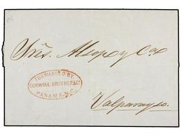 PANAMA. (1850 Ca.). Envuelta Circulada A VALPARAÍSO. Marca FORWARDED BY/CORWINE BROTHERS/PANAMA. - Autres & Non Classés